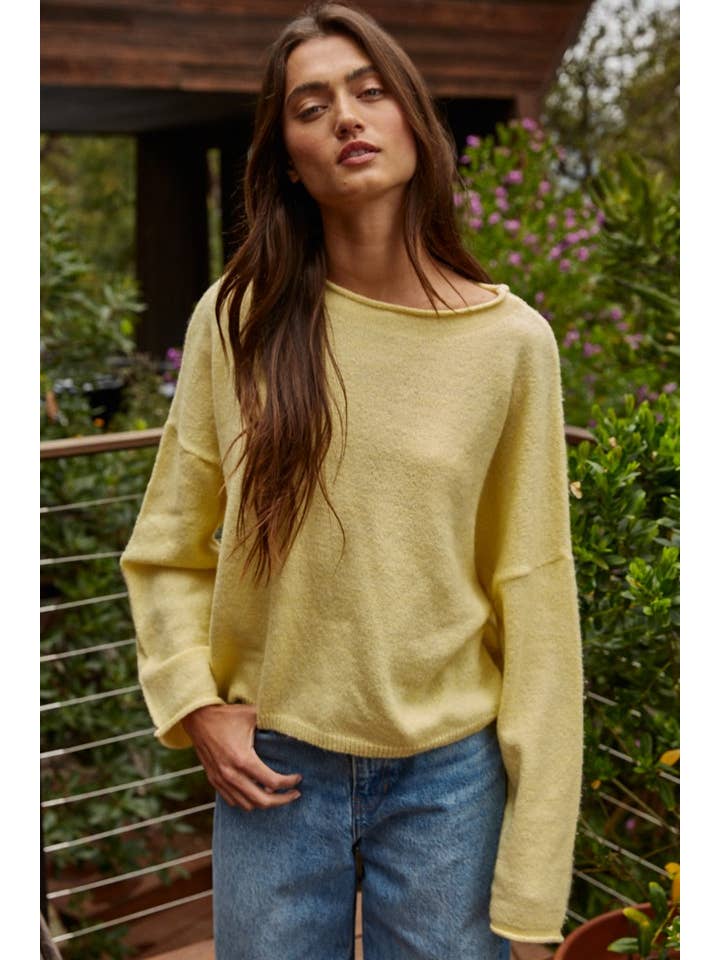 light weight sweater in banana yellow for women
