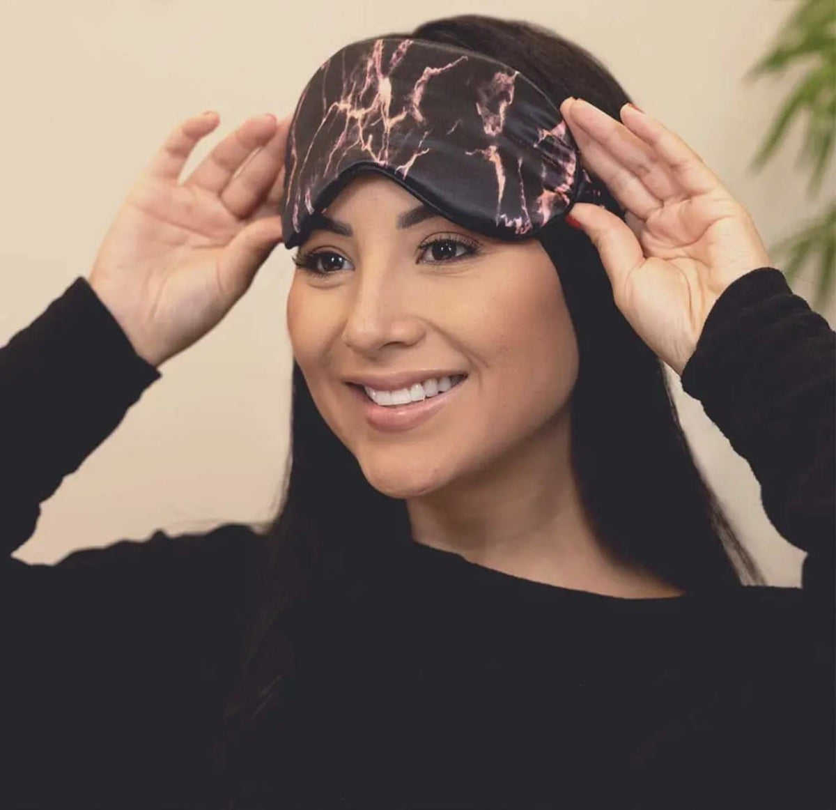 Rose Black Marble Silk Sleep Mask