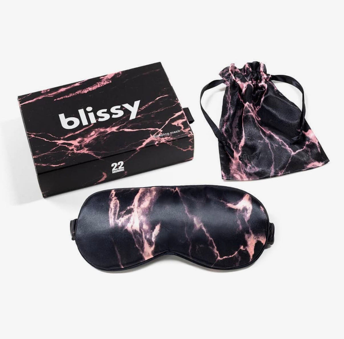 Rose Black Marble Silk Sleep Mask