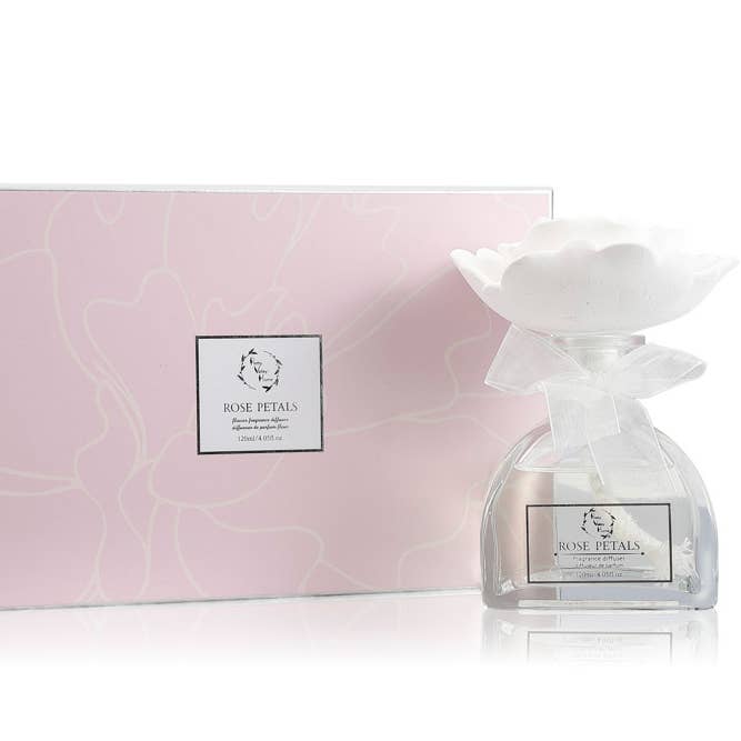 Rose Petals Large Sunshine Diffuser Set with Pink Ceramic Rose