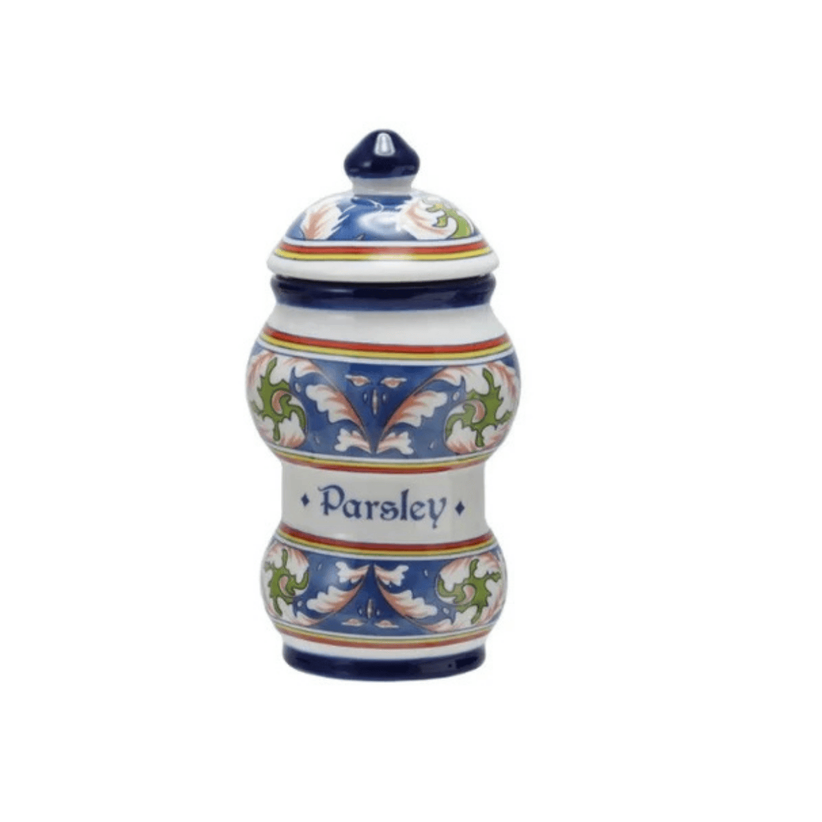 Round Ceramic Canister with Floral Design & Spice Name