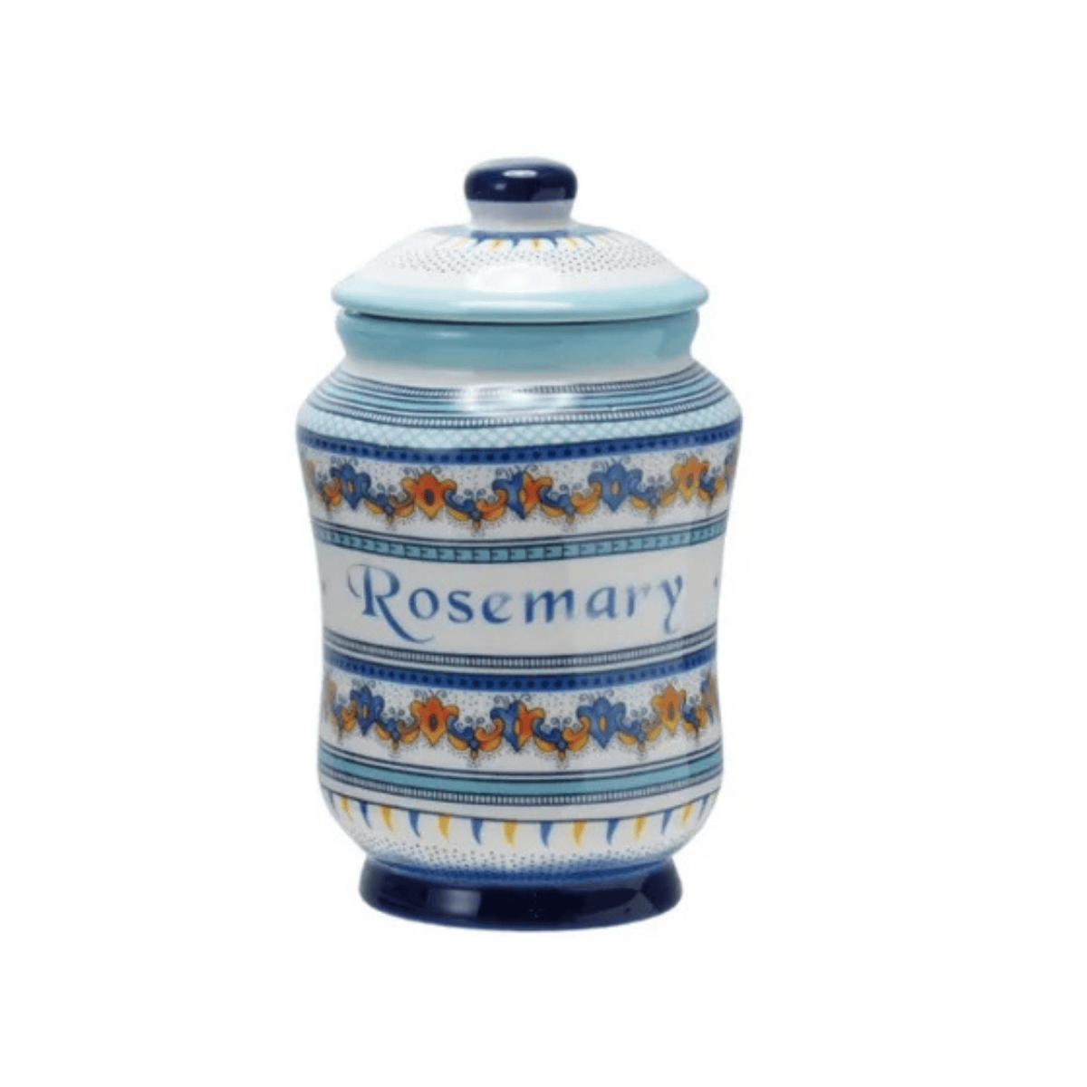 Round Ceramic Canister with Floral Design & Spice Name