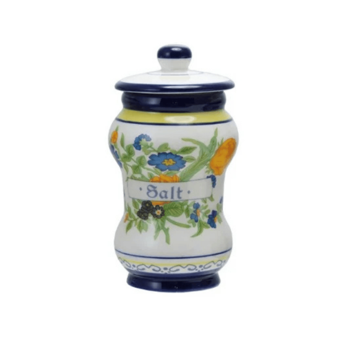 Round Ceramic Canister with Floral Design & Spice Name