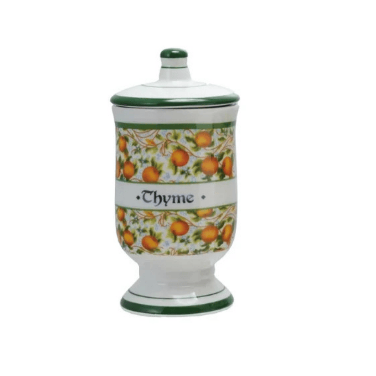 Round Ceramic Canister with Floral Design & Spice Name