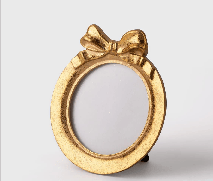Round Gold Frame with Bow