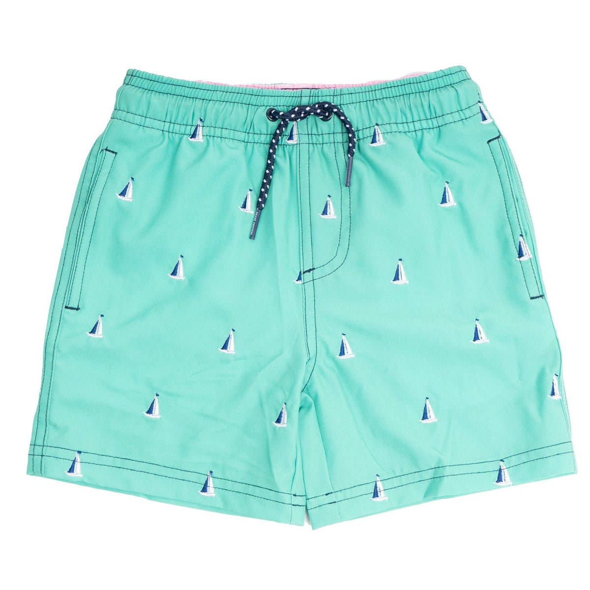 Shade Critters Shade Critters Boys Trunks - H2O & Embroidered - Green Sail Boats - Little Miss Muffin Children & Home