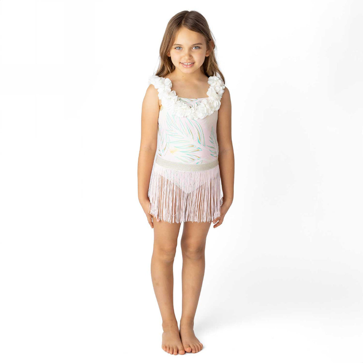 Shade Critters Shade Critters Metallic Girls Hula One Piece & Skirt Swim - Pink & Green - Little Miss Muffin Children & Home