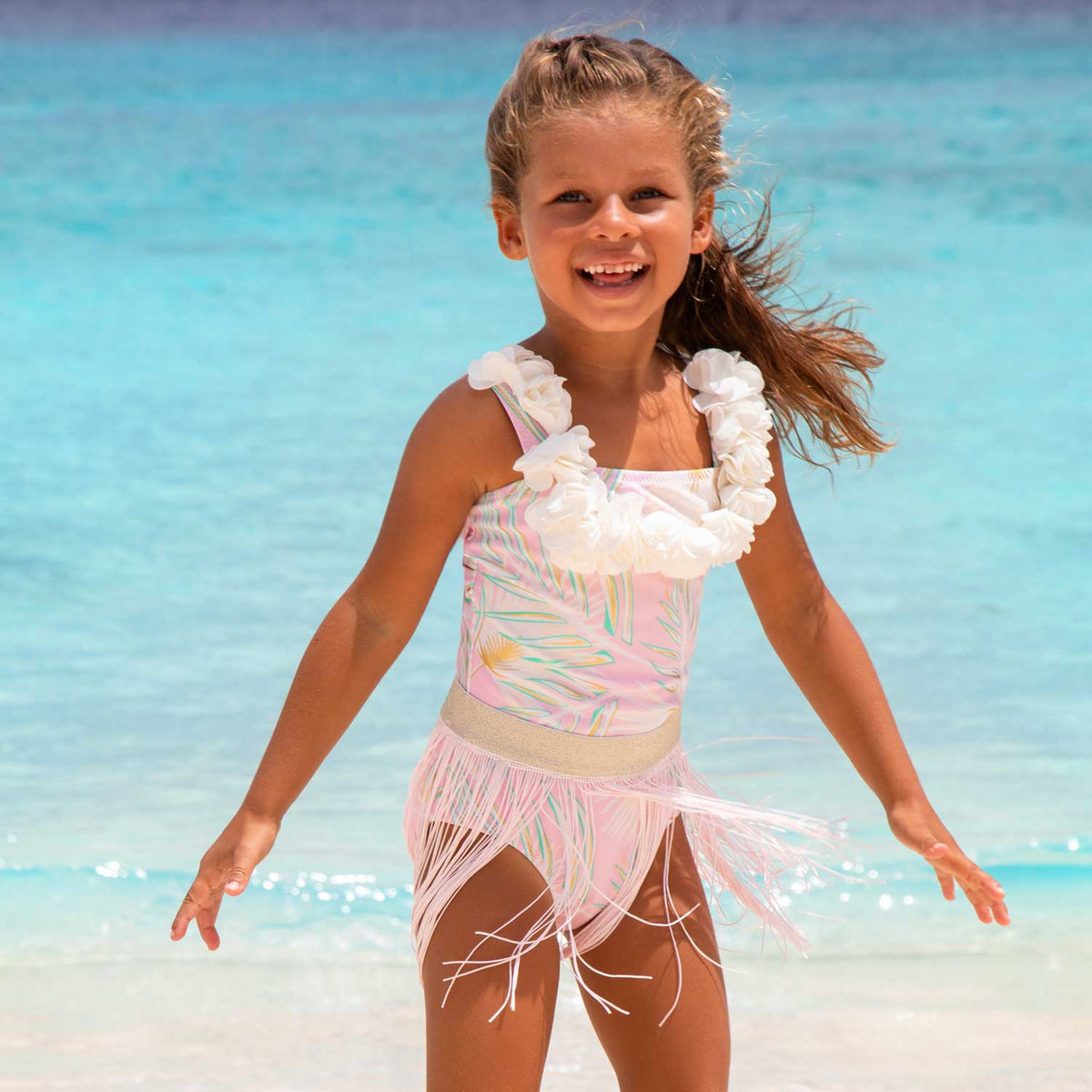 Shade Critters Shade Critters Metallic Girls Hula One Piece & Skirt Swim - Pink & Green - Little Miss Muffin Children & Home