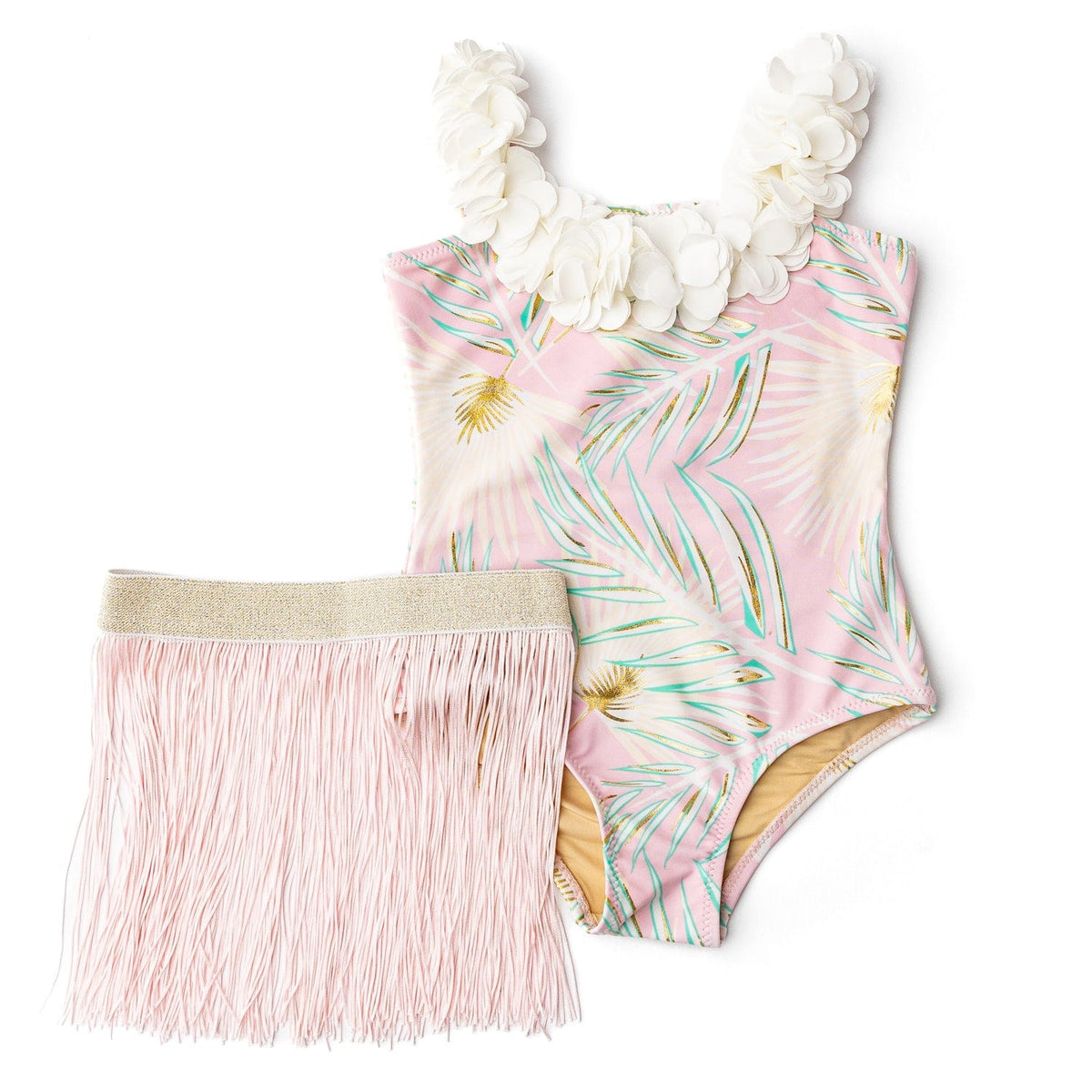 Shade Critters Shade Critters Metallic Girls Hula One Piece & Skirt Swim - Pink & Green - Little Miss Muffin Children & Home