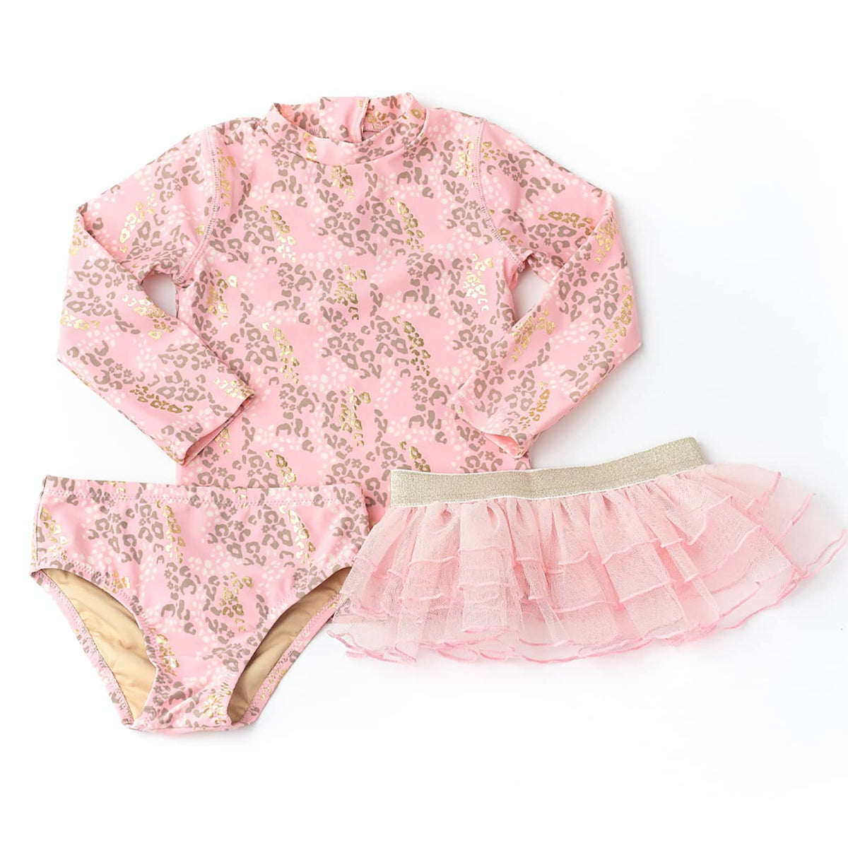 Shade Critters Shade Critters Leopard Spots Girls Rashguard & Tutu Swim Set - Little Miss Muffin Children & Home