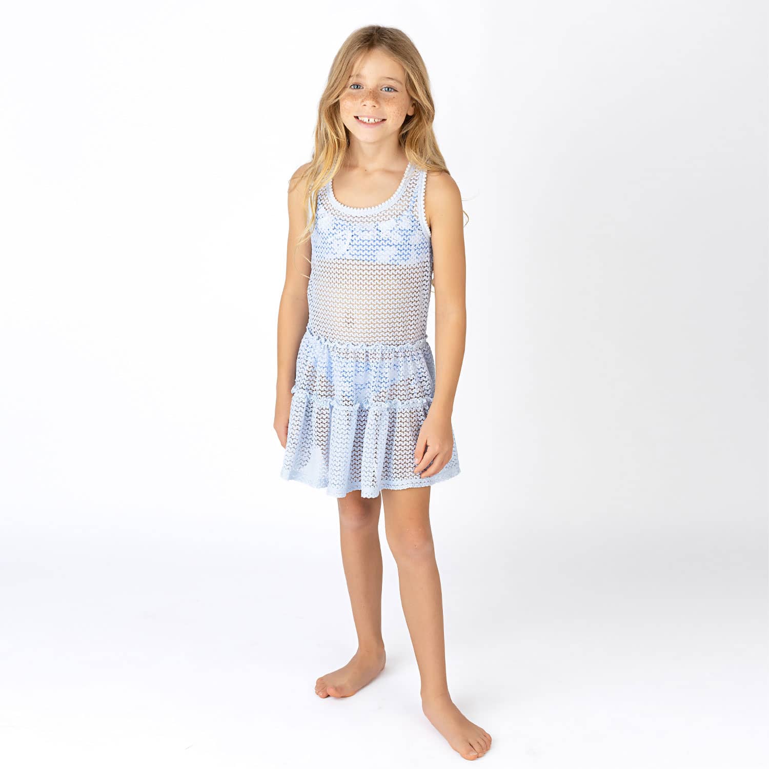 Shade Critters Blue Crochet Tank Dress Cover Up