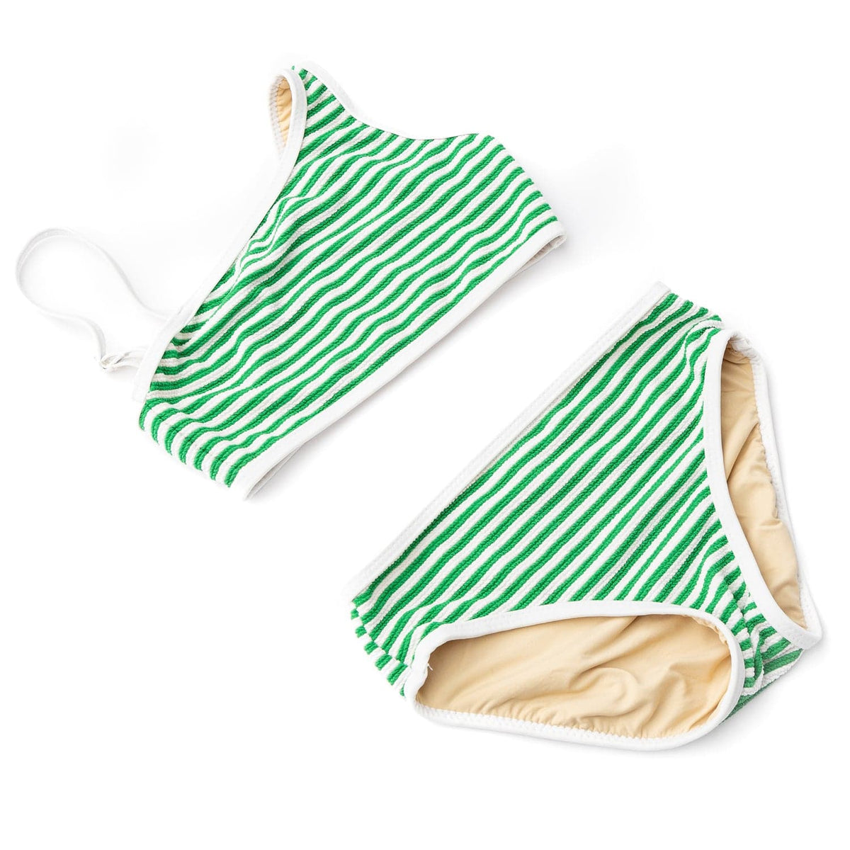 Shade Critters Shade Critters Girls Ribbed One Shoulder Two Piece - Green Stripe - Little Miss Muffin Children & Home