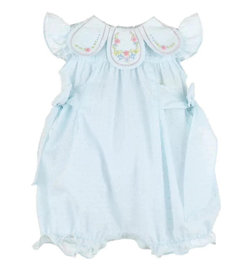 Casero & Associates Casero & Associates Dotted Petal Playsuit, Blue - Little Miss Muffin Children & Home