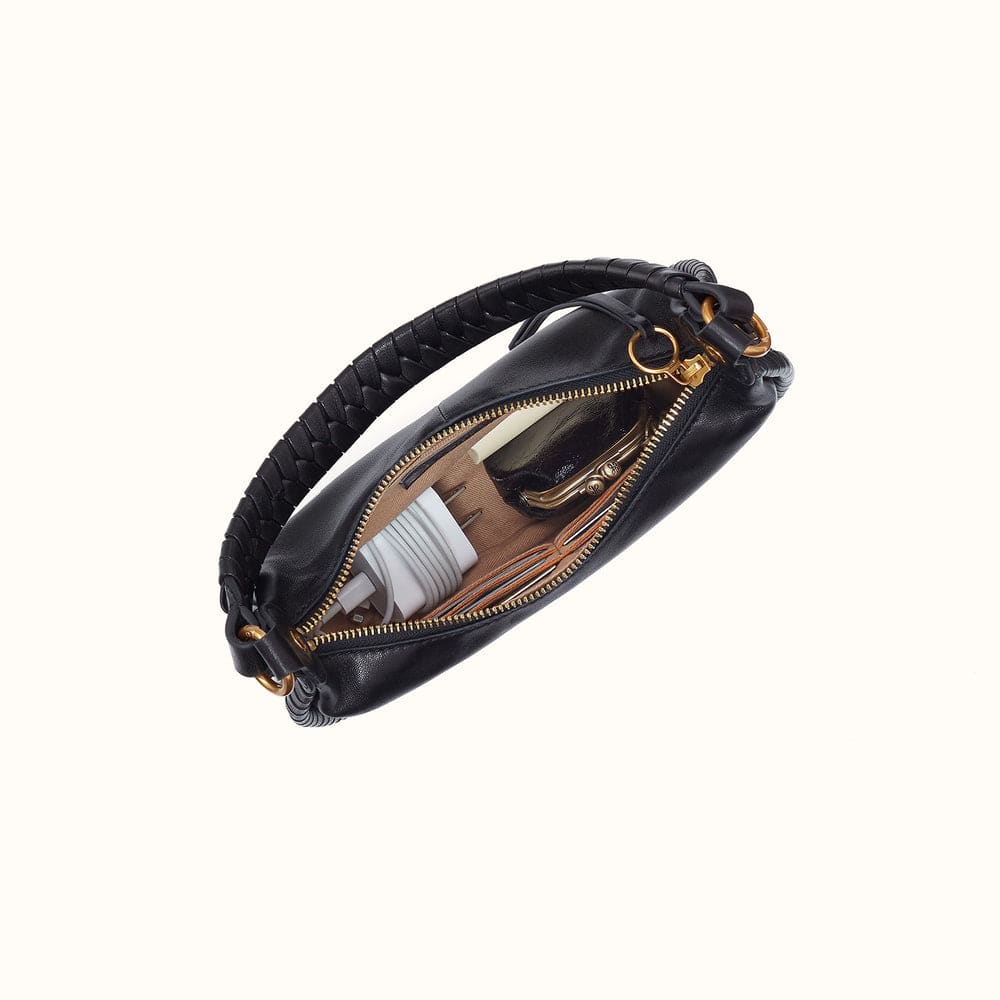 Small Mia Crescent Hobo Smooth Leather - Black