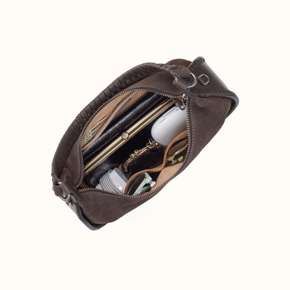 Large Mia Crescent Hobo Suede Leather - Hearthstone