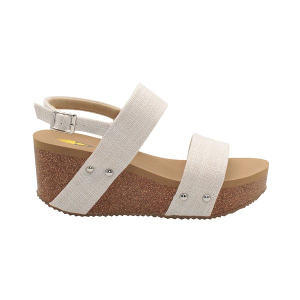 Volatile Volatile Summerlove Linen Strap Wedge Sandal in Bone Linen - Little Miss Muffin Children & Home