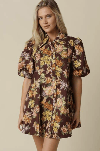 Josie Floral Puff Sleeve Mini Dress