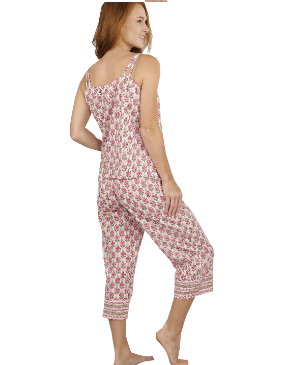 Hot Pink Floral Tank/Capri Pajama Set