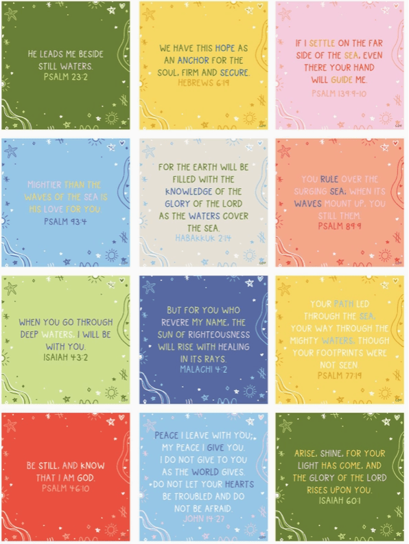 Verses for the Beach – Bible Verse Card Set + Display Stand