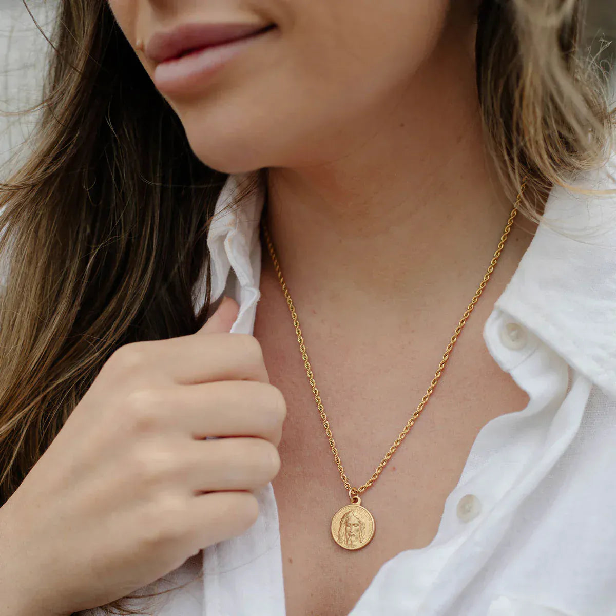 Seek Him Necklace, 18K Gold Plated on Rope Chain