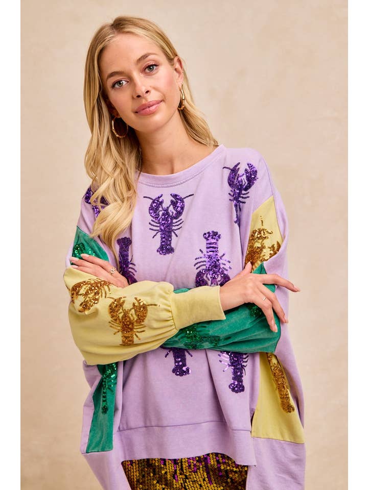 multi color sequin crawfish sweater