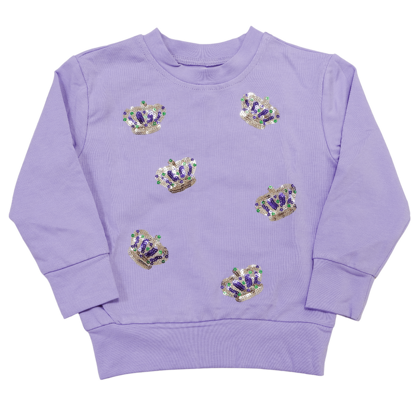 Lulu Bebe Lulu Bebe Sequin Mardi Gras Crown Long Sleeve Shirt - Little Miss Muffin Children & Home