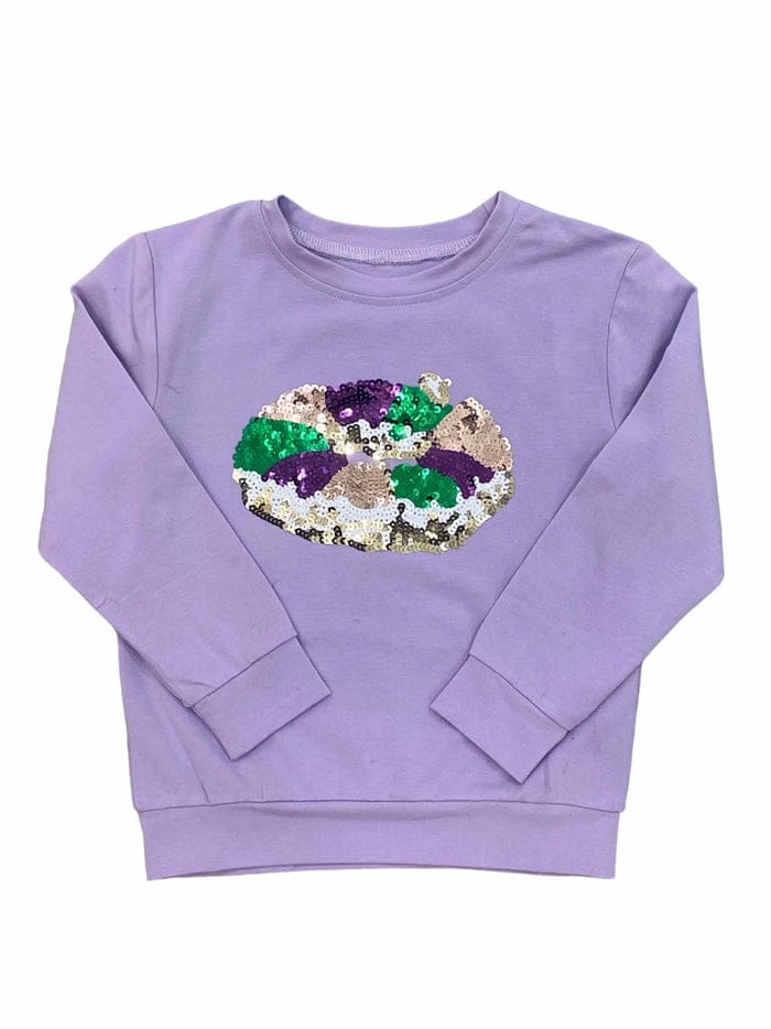 Sequin Mardi Gras King Cake Long Sleeve Shirt