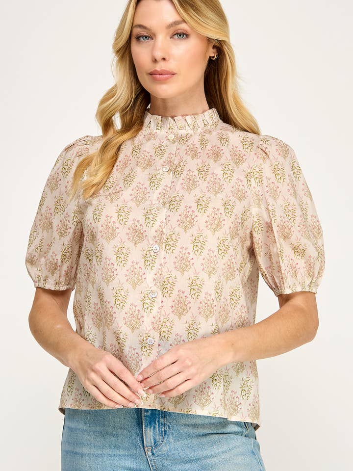 Short Sleeve Floral Blouse