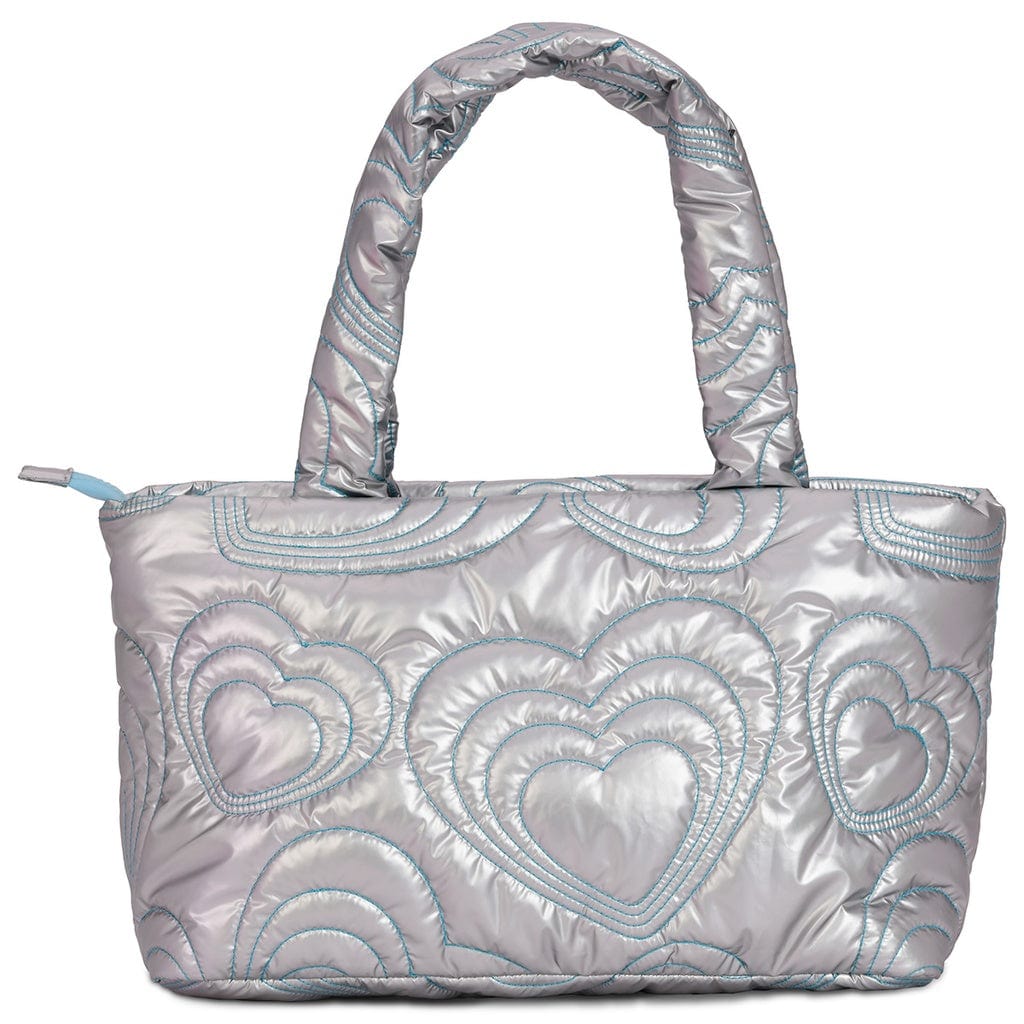 iScream iScream Silver Shining Heart Puffy Overnight Bag - Little Miss Muffin Children & Home