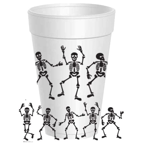 Sassy Cups Dancing Skeleton Halloween Styrofoam Cups, 16 oz, 10-Pack