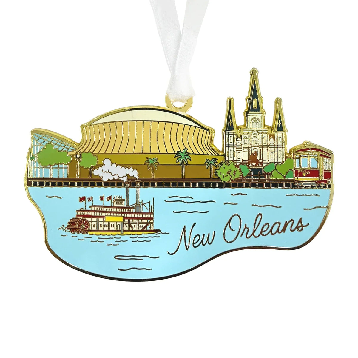 New Orleans skyline enamel ornament