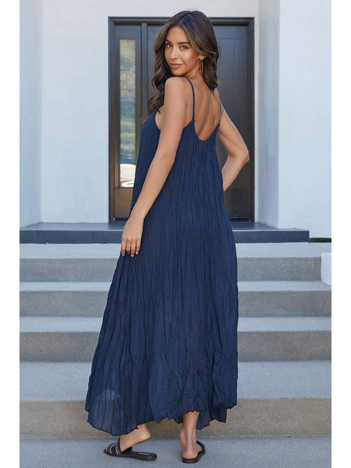 Spaghetti Strap Crinkle Gauze Maxi Dress