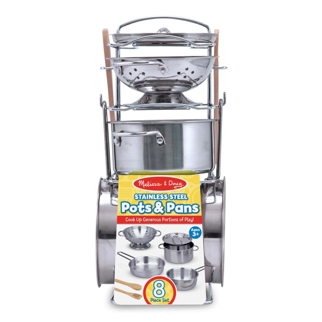 Melissa & Doug Melissa & Doug Deluxe Stainless Steel Pots & Pans Play Set, 8 Piece Set - Little Miss Muffin Children & Home