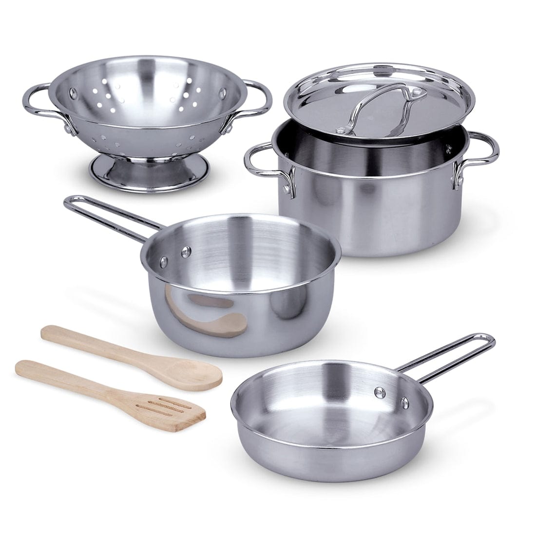 Melissa & Doug Melissa & Doug Deluxe Stainless Steel Pots & Pans Play Set, 8 Piece Set - Little Miss Muffin Children & Home