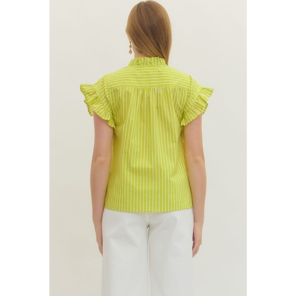 Lime Striped Short Sleeve Top