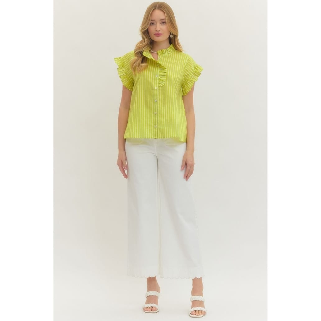 Lime Striped Short Sleeve Top