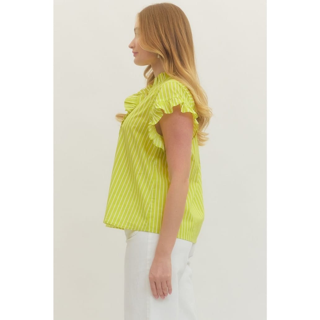 Lime Striped Short Sleeve Top