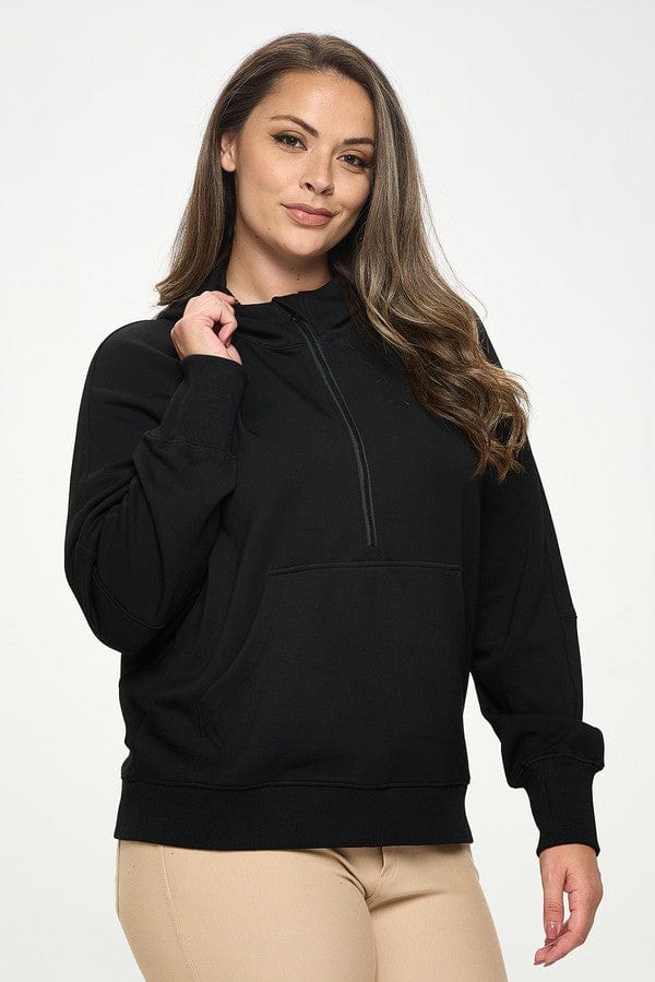 Yelete Yelete Scuba Quarter-Zip Hoodie in Black - Little Miss Muffin Children & Home