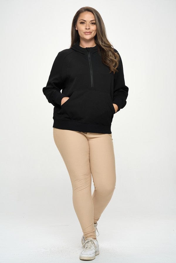Yelete Yelete Scuba Quarter-Zip Hoodie in Black - Little Miss Muffin Children & Home