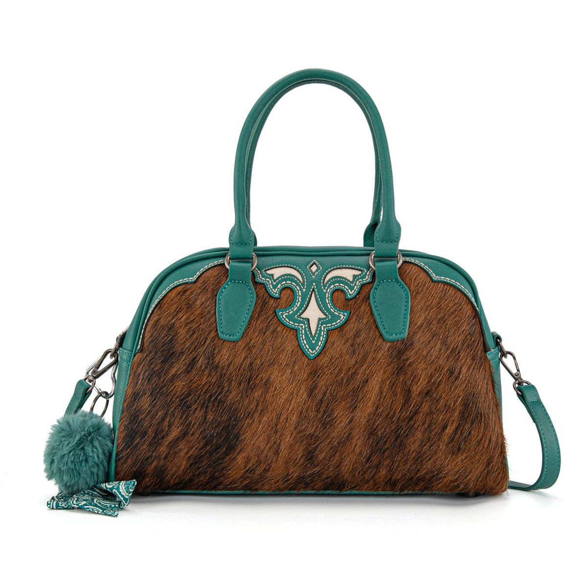 Turquois Geniune Cowhide Satchel/Crossbody