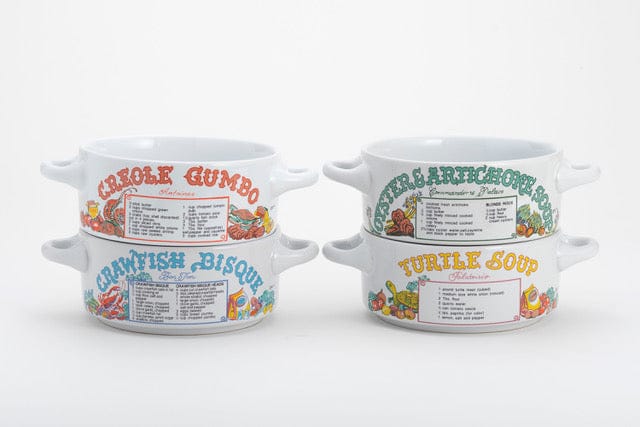 New Orleans Restaurant Recipe Soup Bowls with Handles | Set of 4 | Ceramic | Youngberg & Co