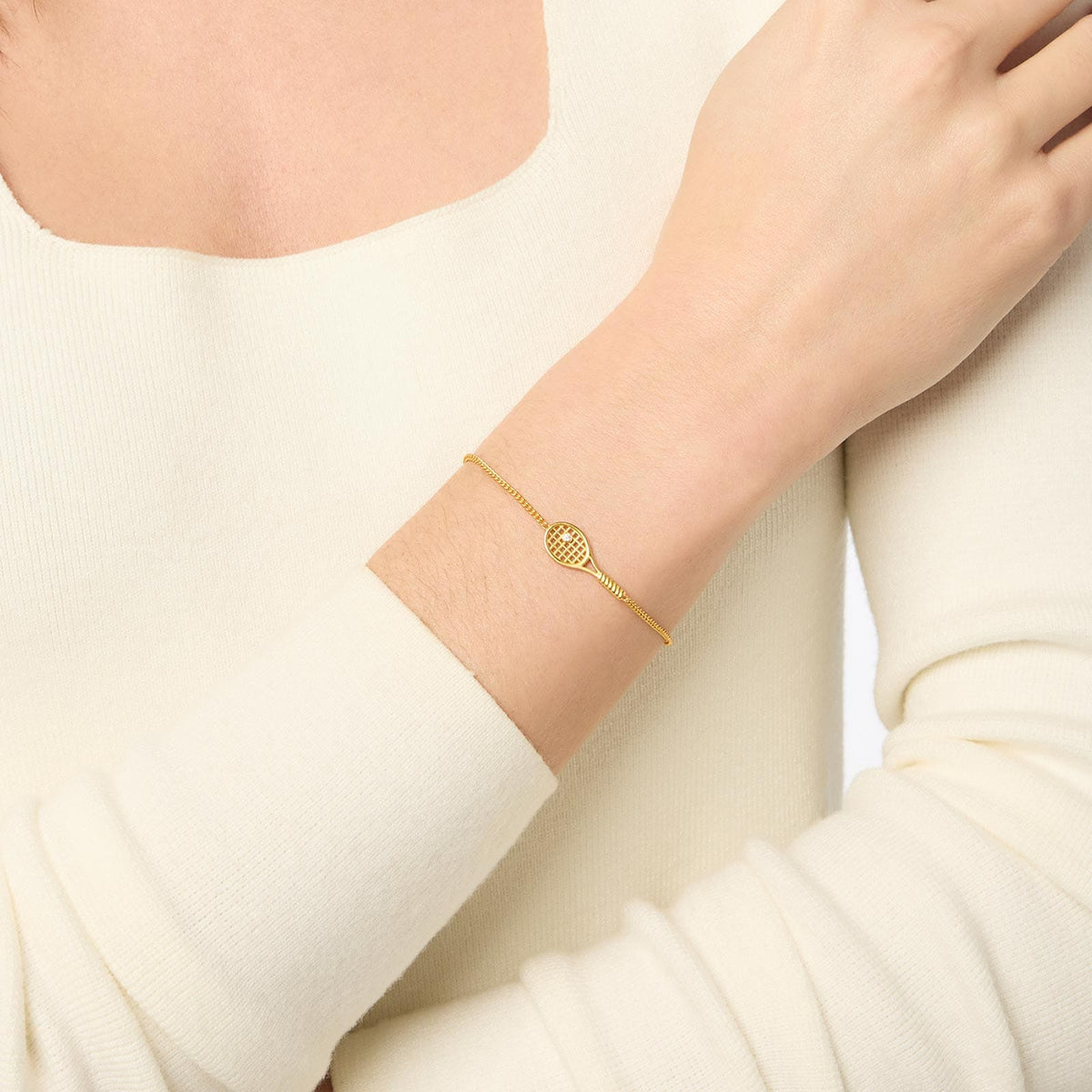 Tennis Racquet Delicate Bracelet with Cubic Zirconia