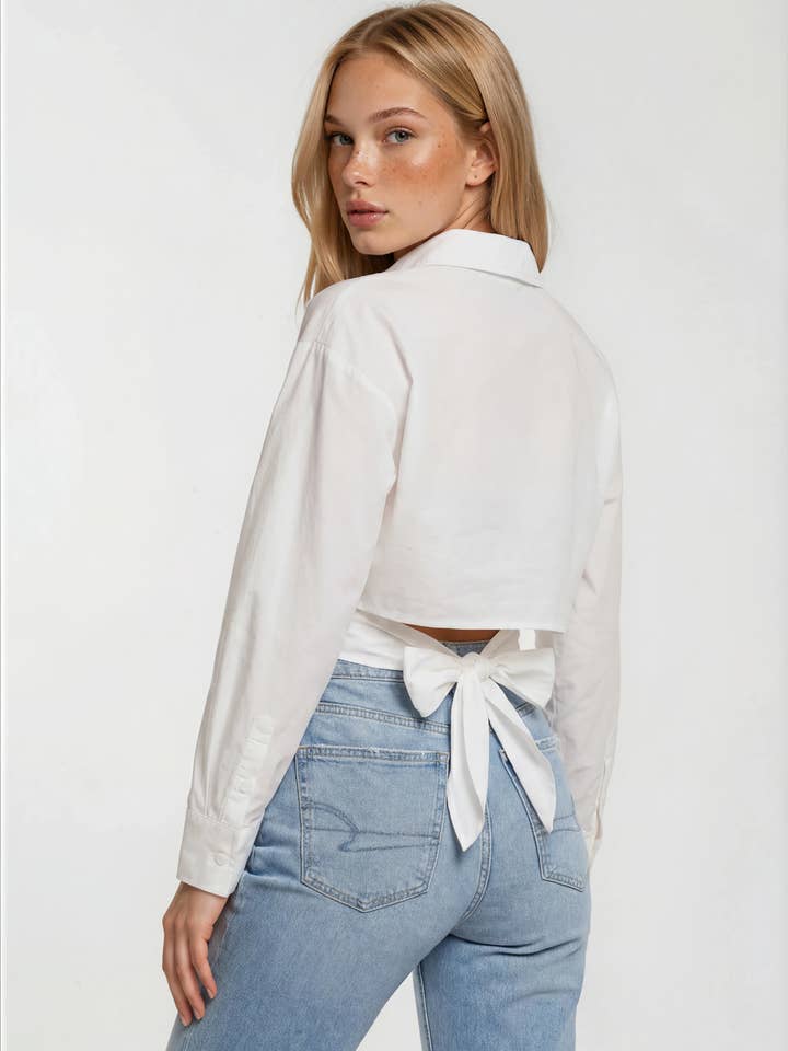 Tie Back Button Down Shirt