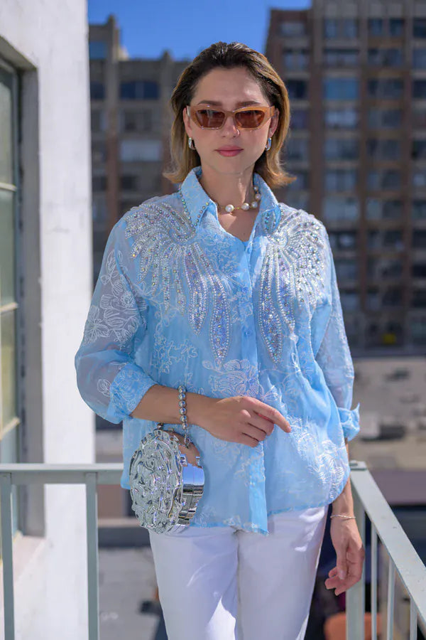 Chloé Luxury Blue Shirt by Timmy Woods Beverly Hills