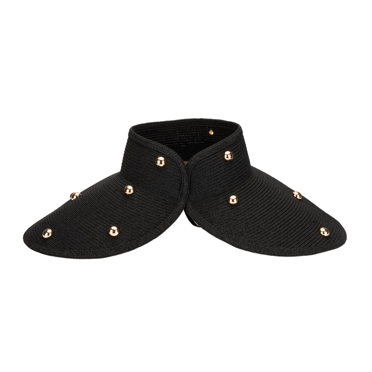Ruth Wide Brim Roll Up Visor with Gold Beads