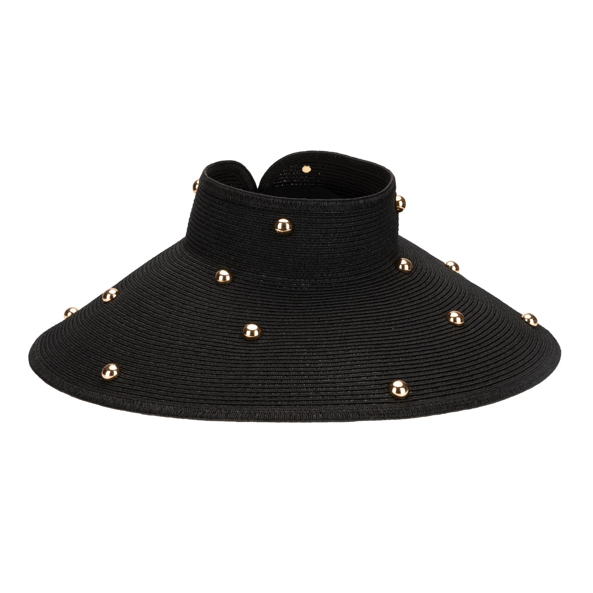 Ruth Wide Brim Roll Up Visor with Gold Beads