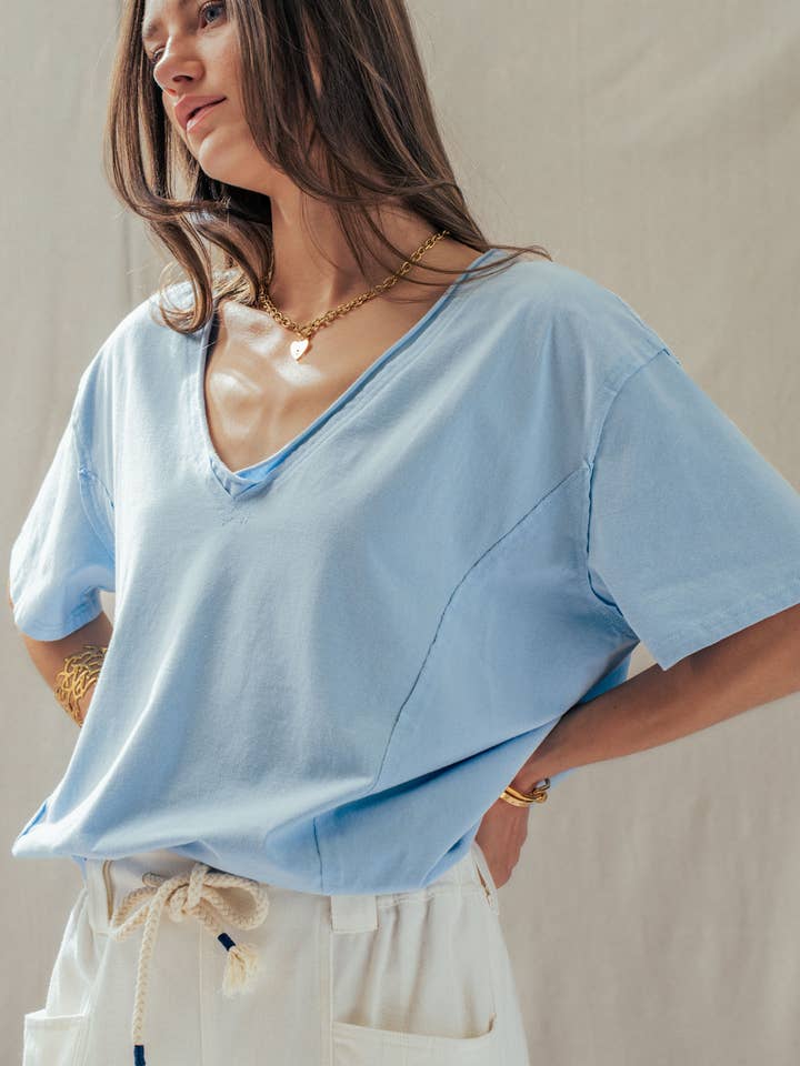 Exposed Seam V-Neck Tee