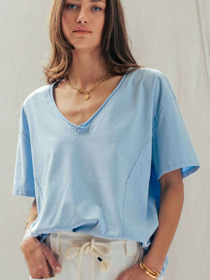 Exposed Seam V-Neck Tee