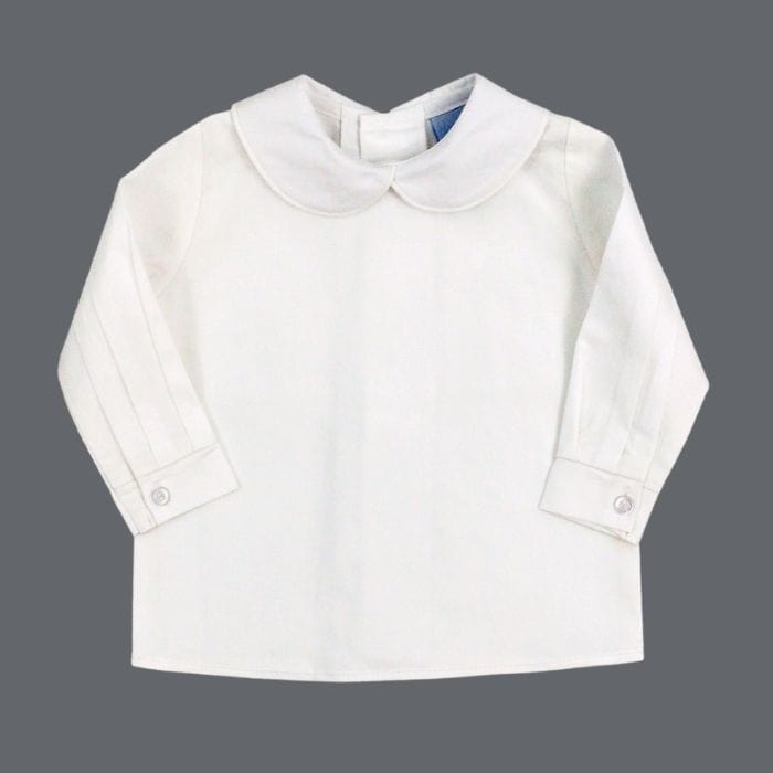 Bailey Boys Boy's Piped Long Sleeve Shirt in White - Little Miss Muffin Children & Home