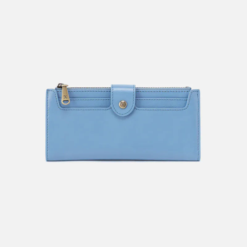 Dunn Continental Wallet in Polished Leather Faded Denim